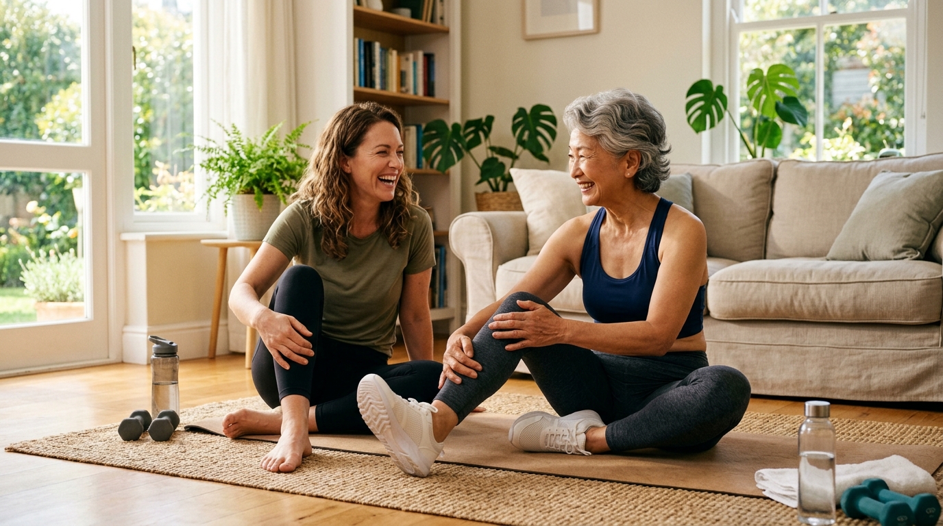Active Senior Maintaining Joint Mobility at Home
