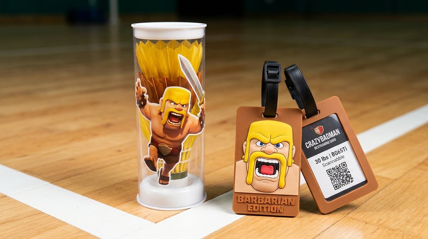 Clash of Clans Barbarian Edition Tube with Charging Decal and Bronze Rectangular Travel Tag